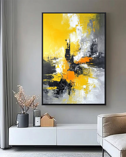 Gelb Schwarz Abstrakt Bold – Wandgemälde