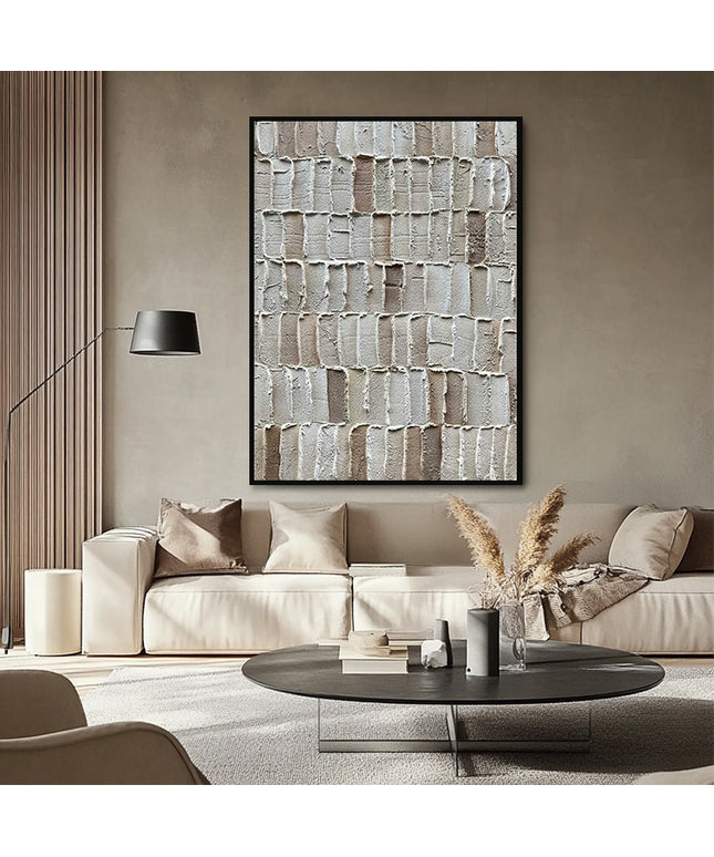 Beige Strukturgemälde – Wabi Sabi Wandkunst