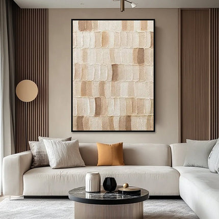 Beige Strukturgemälde – Wabi Sabi Wandkunst