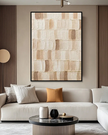 Beige Strukturgemälde – Wabi Sabi Wandkunst