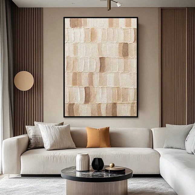 Beige Strukturgemälde – Wabi Sabi Wandkunst