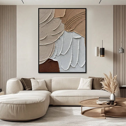 Beige Strukturgemälde – Wabi Sabi Wandkunst