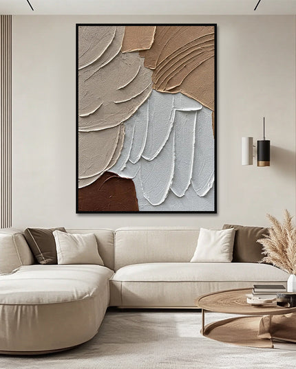 Beige Strukturgemälde – Wabi Sabi Wandkunst