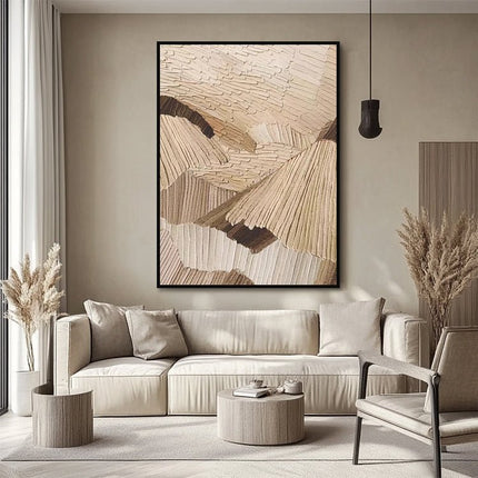 Beige Strukturgemälde – Wabi Sabi Wandkunst