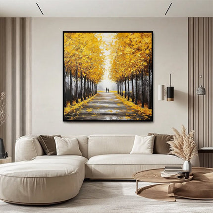 Herbstbäume Allee Paar – Wandgemälde