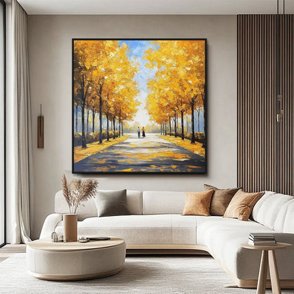 Herbstbäume Allee Paar – Wandgemälde