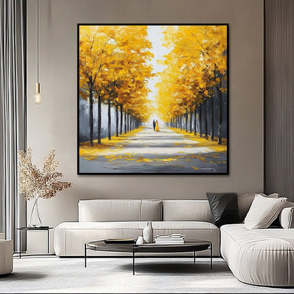Herbstbäume Allee Paar – Wandgemälde
