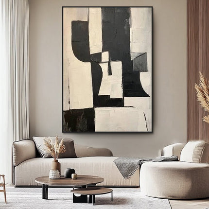 Schwarz Beige Abstrakt Bold – Wandgemälde