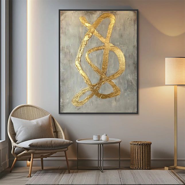 Gold Ringe Abstrakt – Wandgemälde