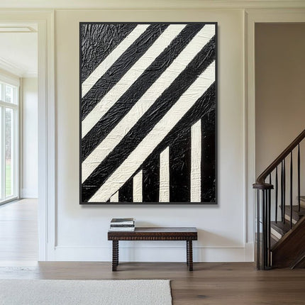 Schwarz Weiss Geometrisch Struktur – Wandgemälde