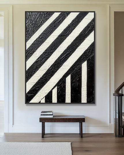 Schwarz Weiss Geometrisch Struktur – Wandgemälde