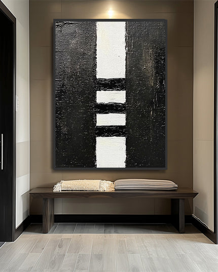 Schwarz Weiss Geometrisch Struktur – Wandgemälde