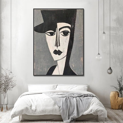 Abstrakte Frau mit Hut – Portrait Gemälde