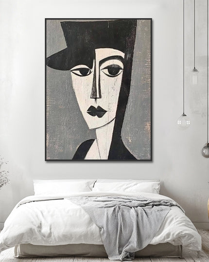 Abstrakte Frau mit Hut – Portrait Gemälde