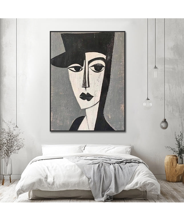 Abstrakte Frau mit Hut – Portrait Gemälde