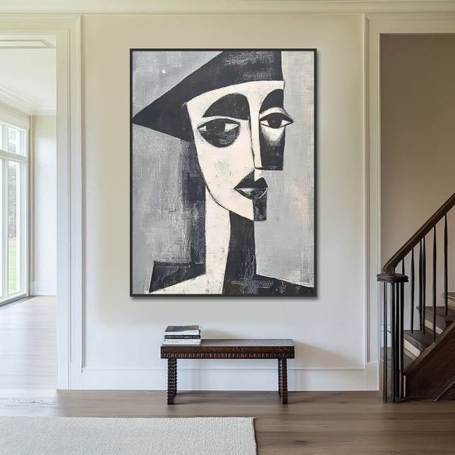 Abstrakte Frau mit Hut – Portrait Gemälde