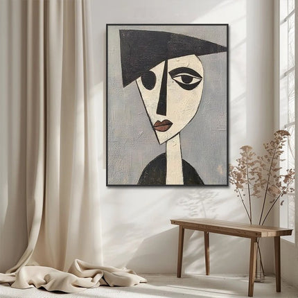 Abstrakte Frau mit Hut – Portrait Gemälde