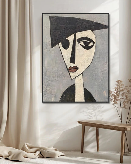 Abstrakte Frau mit Hut – Portrait Gemälde
