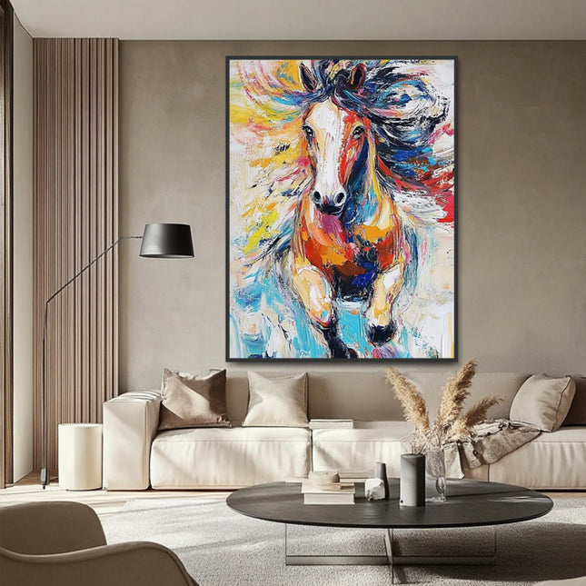 Buntes Pferd Portrait – Wandgemälde