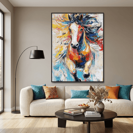 Buntes Pferd Portrait – Wandgemälde