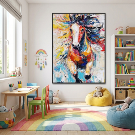 Buntes Pferd Portrait – Wandgemälde