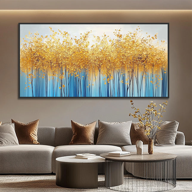 Gold Blau Panorama – Wandgemälde