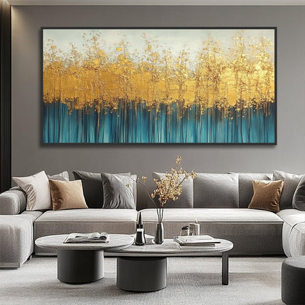 Gold Blau Panorama – Wandgemälde