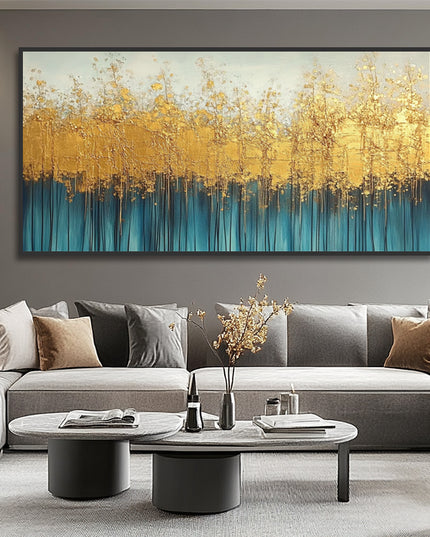 Gold Blau Panorama – Wandgemälde