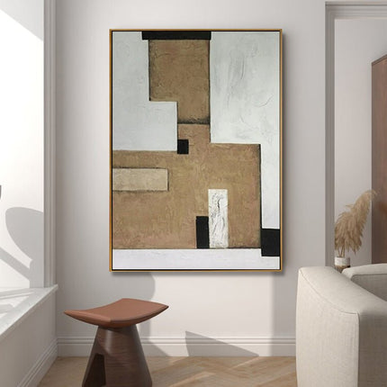 Blau Weiss Geometrisch Abstrakt – Wandgemälde