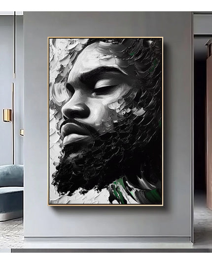 Männer Portrait Schwarz-Weiss – Gemälde