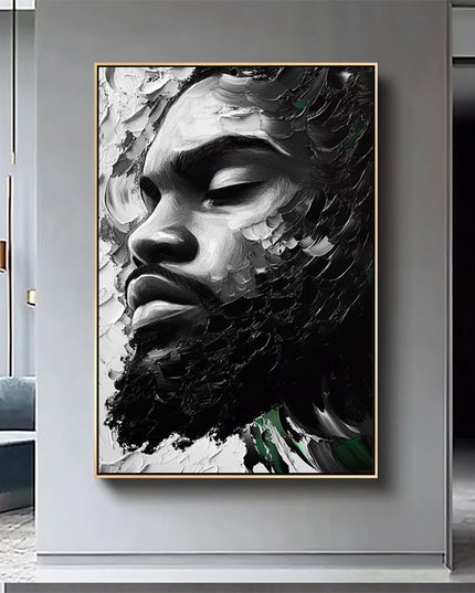 Männer Portrait Schwarz-Weiss – Gemälde