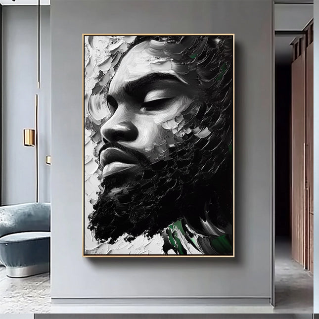 Männer Portrait Schwarz-Weiss – Gemälde