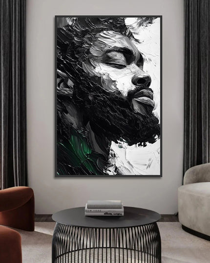 Männer Portrait Schwarz-Weiss – Gemälde