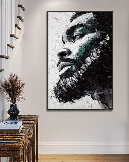 Männer Portrait Schwarz-Weiss – Gemälde