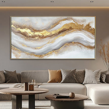 Gold Grau Marmor Panorama – Wandgemälde