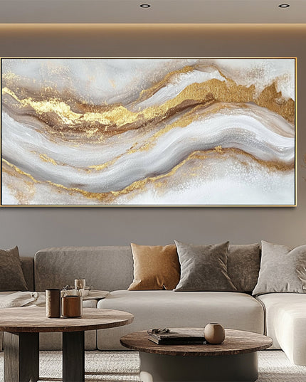 Gold Grau Marmor Panorama – Wandgemälde