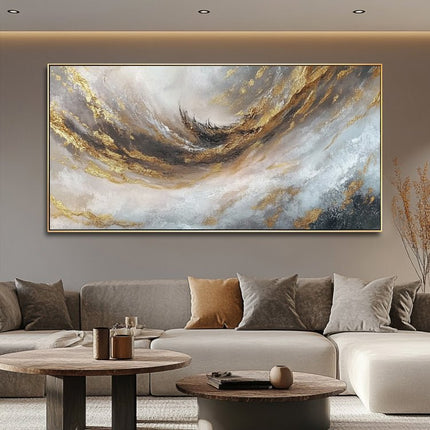 Gold Grau Marmor Panorama – Wandgemälde