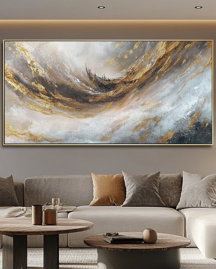 Gold Grau Marmor Panorama – Wandgemälde