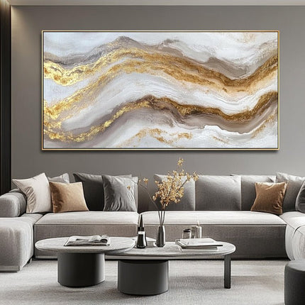 Gold Grau Marmor Panorama – Wandgemälde