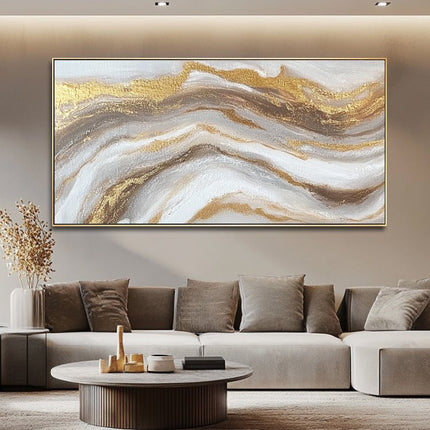 Gold Grau Marmor Panorama – Wandgemälde
