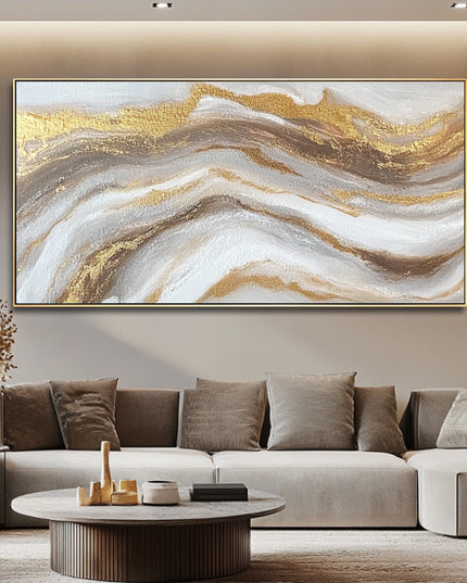 Gold Grau Marmor Panorama – Wandgemälde