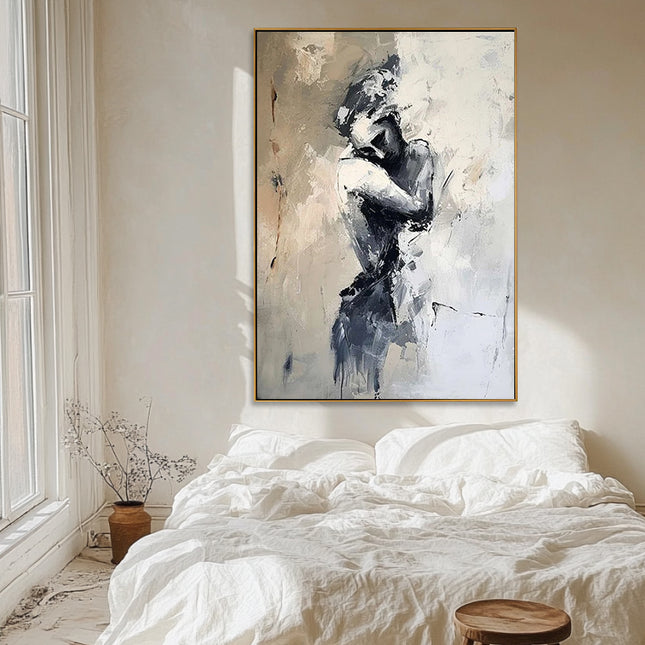 Paar Umarmung Abstrakt – Wandgemälde