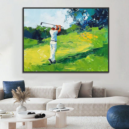 Golfspieler Grünes Feld – Wandgemälde