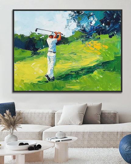 Golfspieler Grünes Feld – Wandgemälde