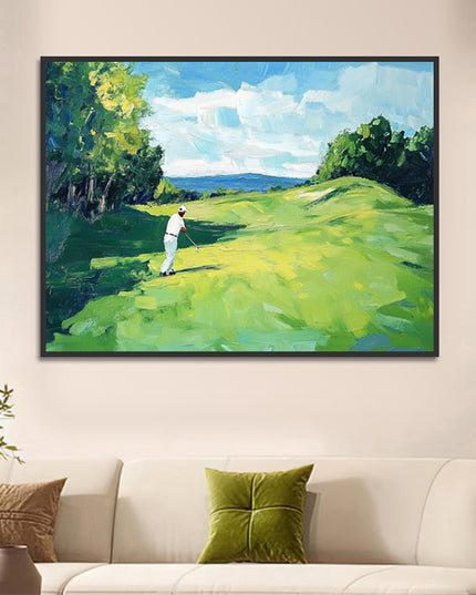 Golfspieler Grünes Feld – Wandgemälde