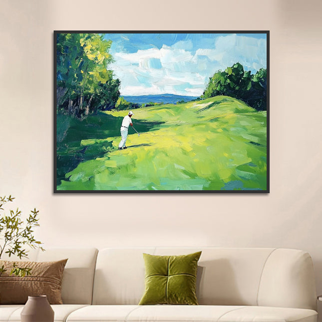 Golfspieler Grünes Feld – Wandgemälde