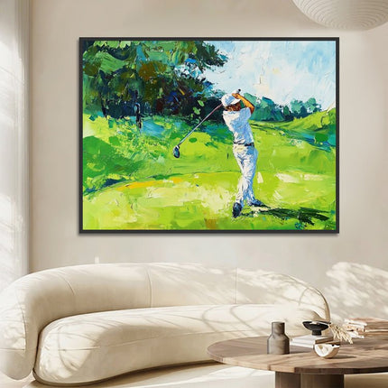 Golfspieler Grünes Feld – Wandgemälde