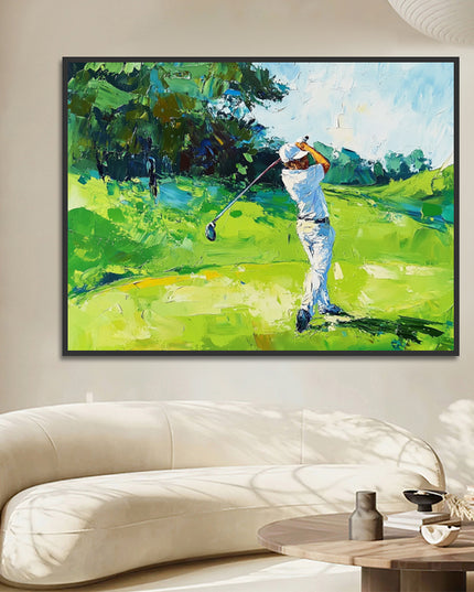 Golfspieler Grünes Feld – Wandgemälde