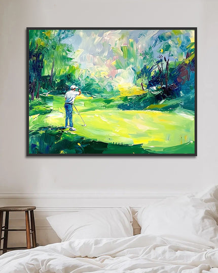 Golfspieler Grünes Feld – Wandgemälde
