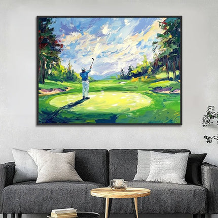 Golfspieler Grünes Feld – Wandgemälde